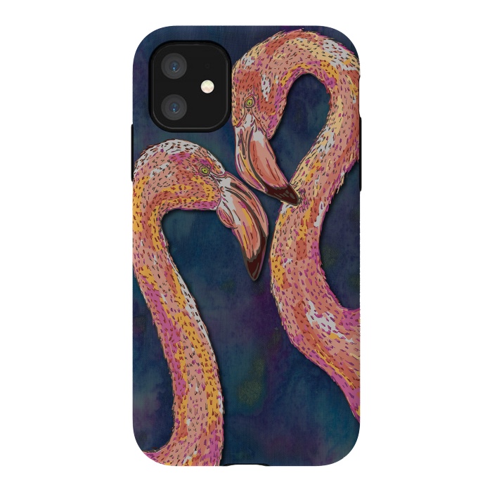 iPhone 11 StrongFit Pink Flamingos by Lotti Brown