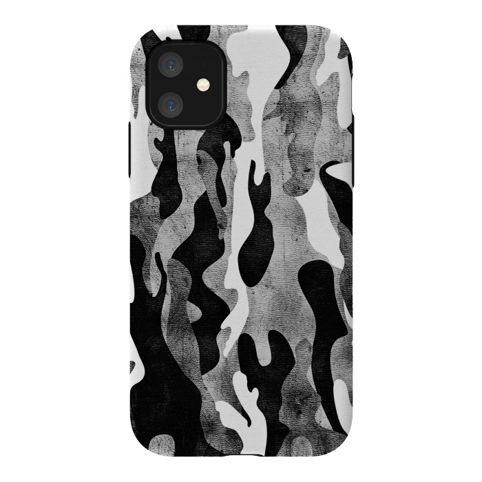 iPhone 11 StrongFit Metallic black and white camo pattern by Oana 