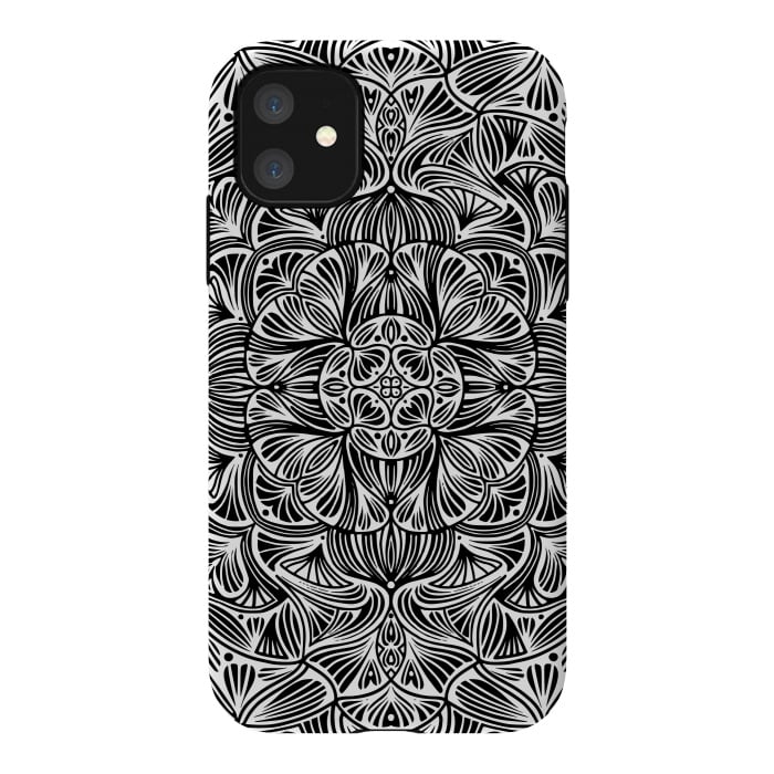iPhone 11 StrongFit Black and White Mandala 012 by Jelena Obradovic