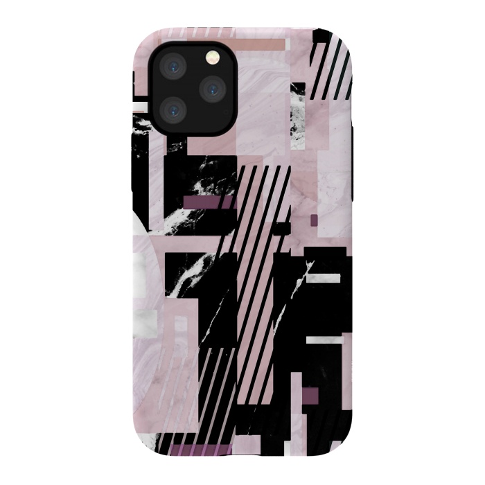 iPhone 11 Pro StrongFit Elegant geometric pink black marble tiles by Oana 