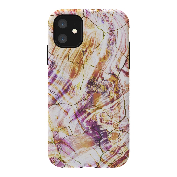 iPhone 11 StrongFit Gold pink marble art by Oana 