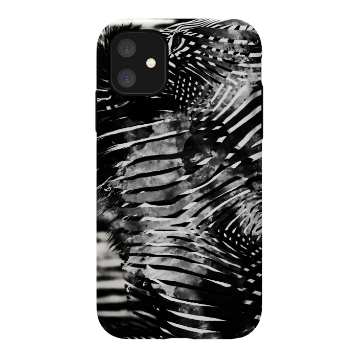 iPhone 11 StrongFit Zebra stripes black and white ink animal print by Oana 