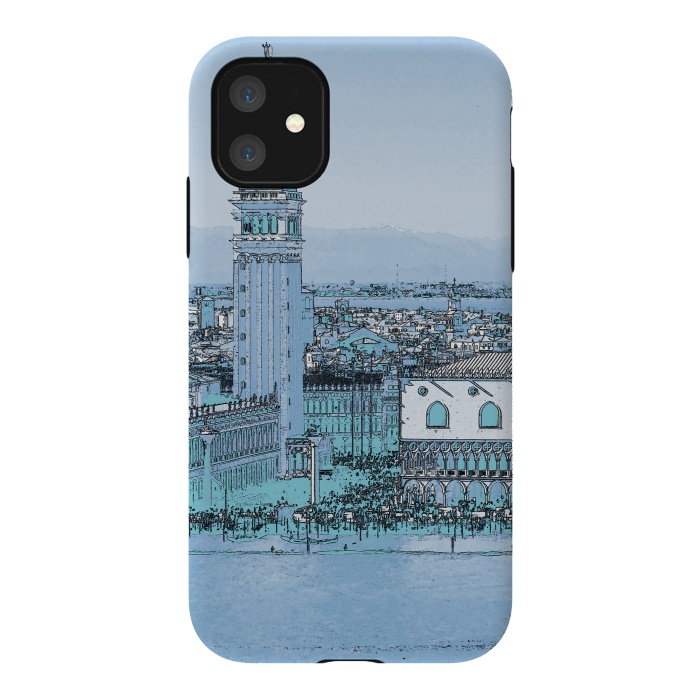 iPhone 11 StrongFit Painted watercolor Venice San Marco Square by Oana 