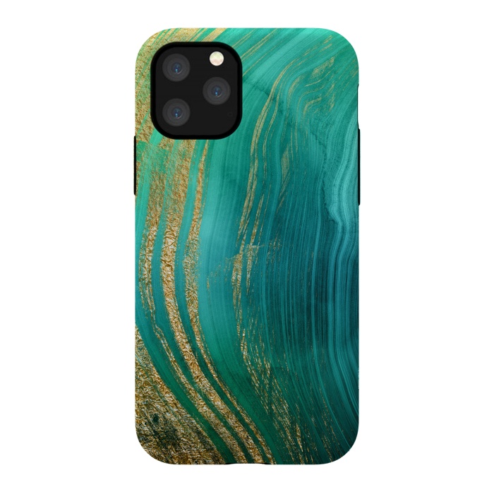 iPhone 11 Pro StrongFit Green and Teal Gold Marble  by DaDo ART