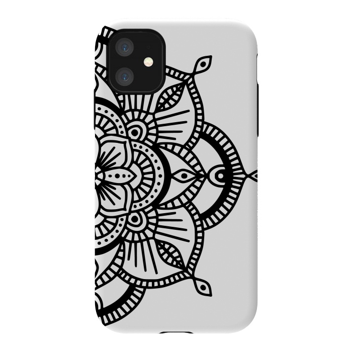 iPhone 11 StrongFit Black and White Mandala  by Jelena Obradovic