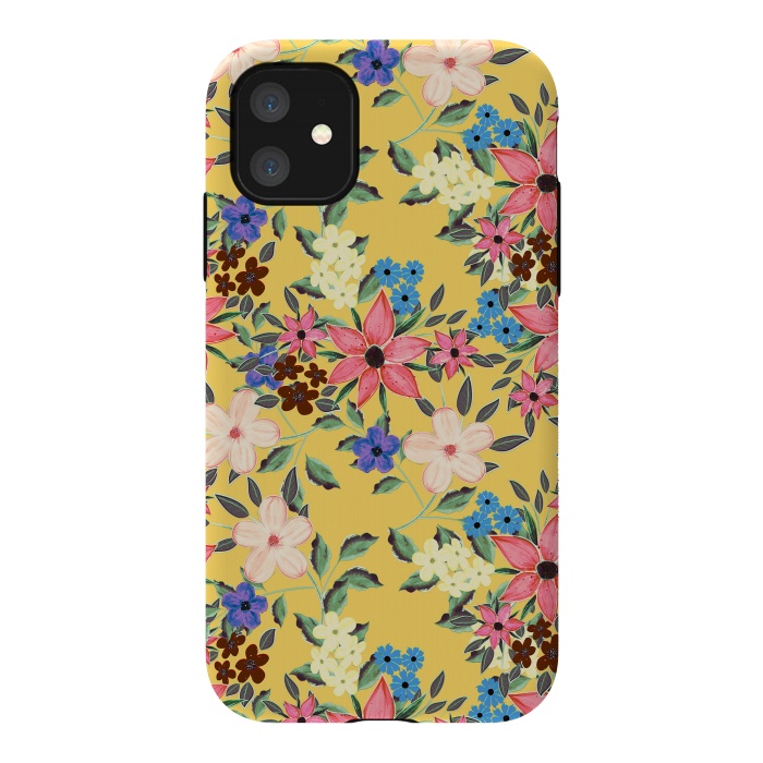 iPhone 11 StrongFit Stylish garden floral design by InovArts