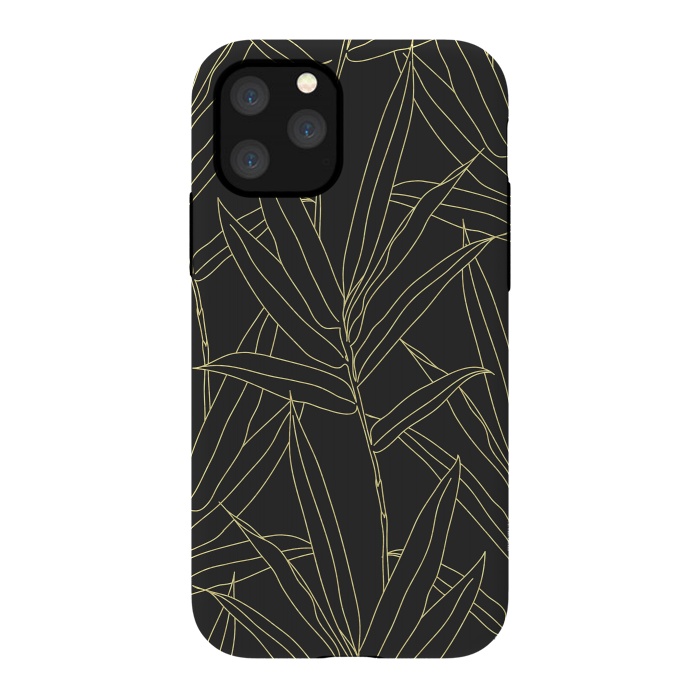 iPhone 11 Pro StrongFit Elegant bamboo foliage gold strokes design  by InovArts