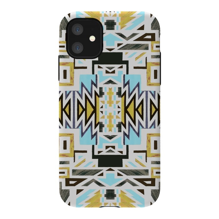 iPhone 11 StrongFit Colorful African tiki geometric pattern by Oana 