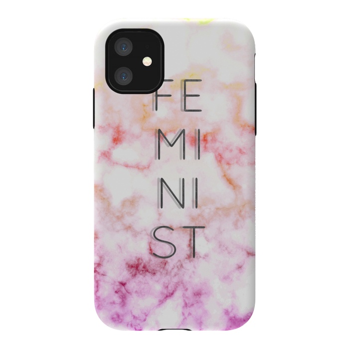 iPhone 11 StrongFit Feminist - minimal typography on gradient marble by Oana 