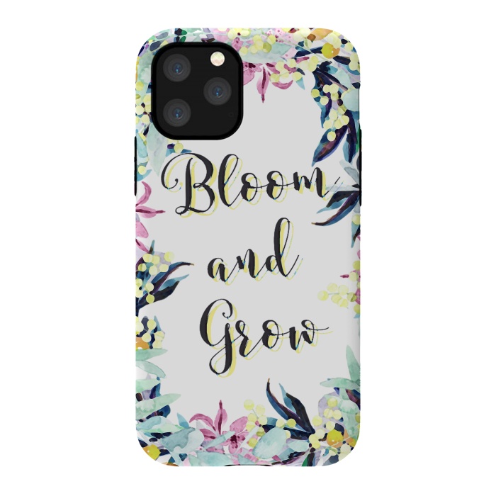 iPhone 11 Pro StrongFit Colorful pastel floral Bloom and Grow typography by Oana 