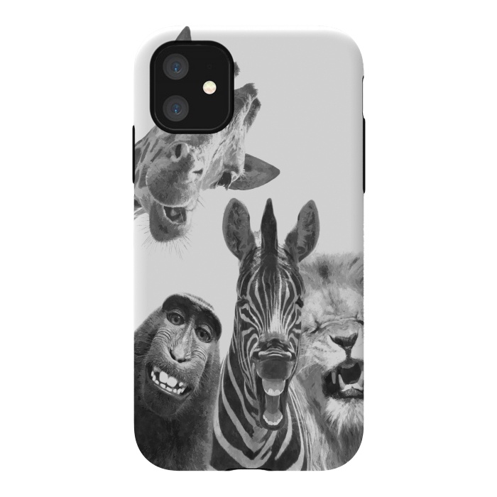 iPhone 11 StrongFit Black and White Jungle Animals by Alemi