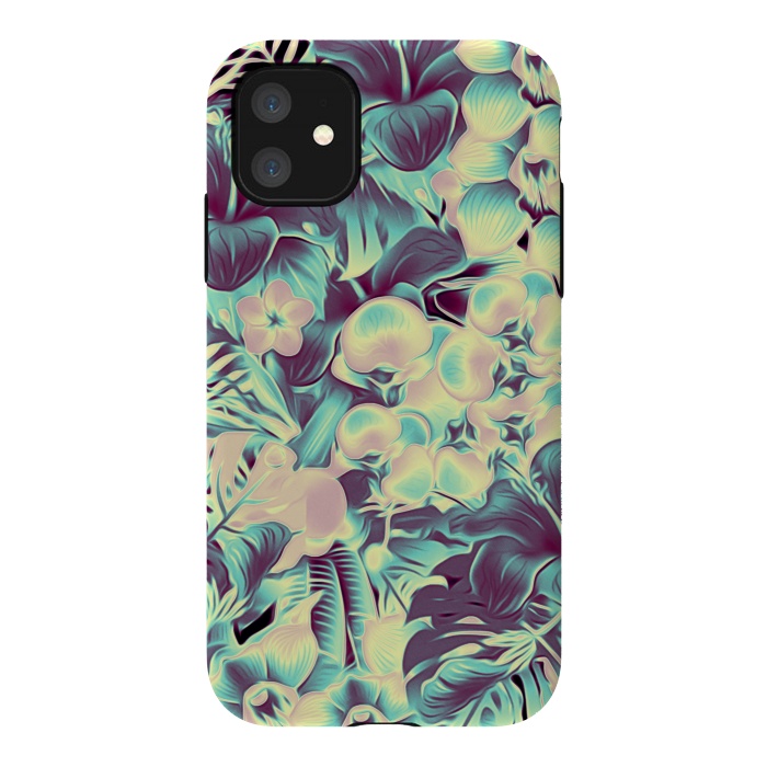 iPhone 11 StrongFit Tropical Leaves at Night by Alemi
