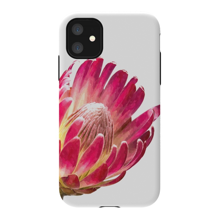 iPhone 11 StrongFit Pink Protea Minimal Flower by Alemi