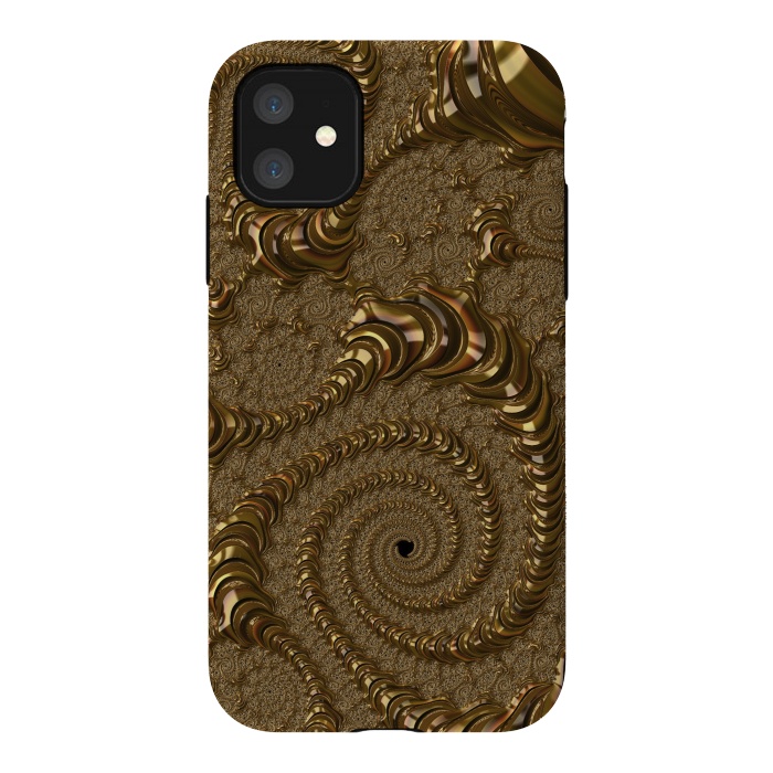 iPhone 11 StrongFit Golden Fancy Fractals by Andrea Haase