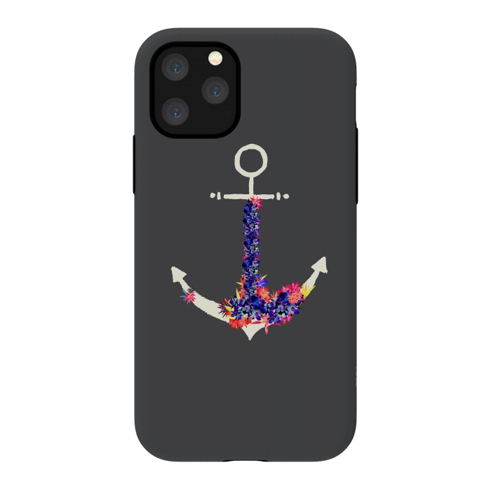 iPhone 11 Pro StrongFit Floral Anchor Slate  by Amaya Brydon