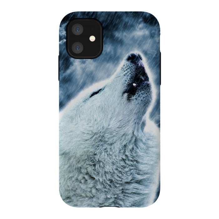 iPhone 11 StrongFit A howling wolf in the rain by Simone Gatterwe