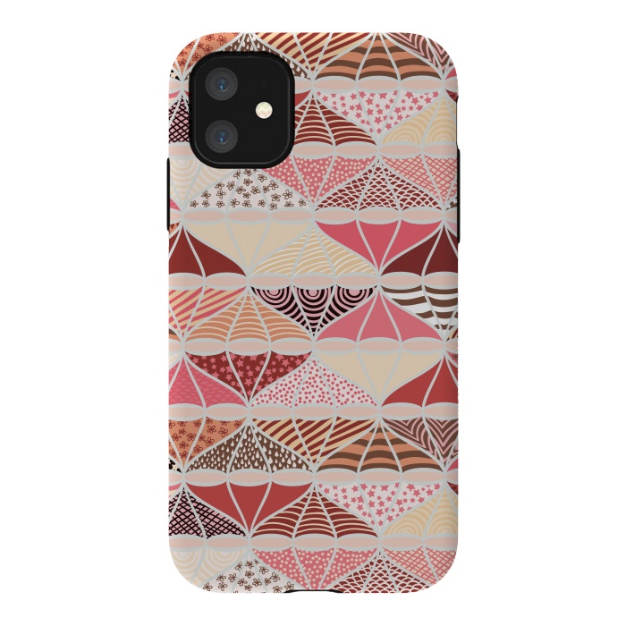 iPhone 11 StrongFit April Showers Bring Brollies - Pink and Cream by Paula Ohreen