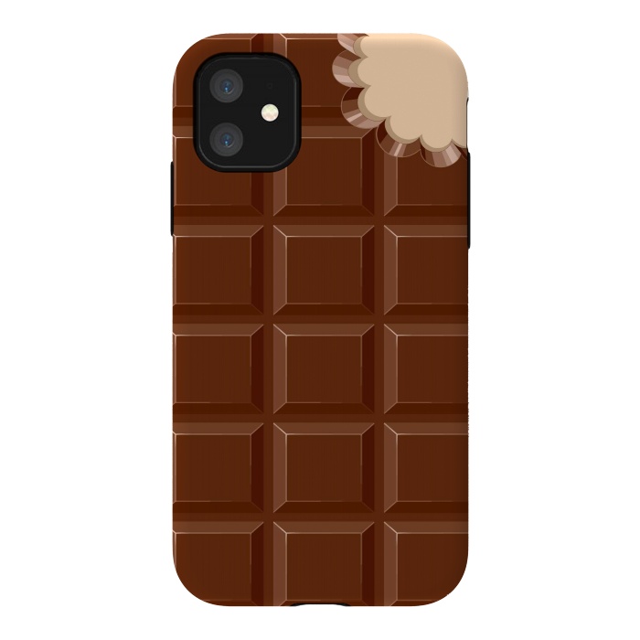 iPhone 11 StrongFit Chocolate Sweet Bar with a bite out of the corner by BluedarkArt