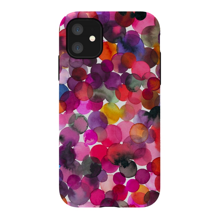iPhone 11 StrongFit Overlapped Watercolor Dots by Ninola Design