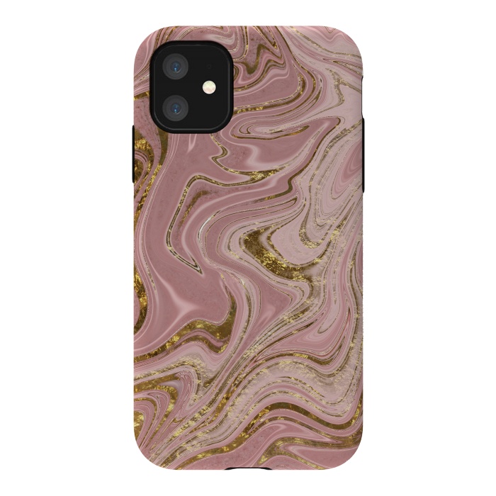 iPhone 11 StrongFit Rosegold Marbled Elegance 2 by Andrea Haase