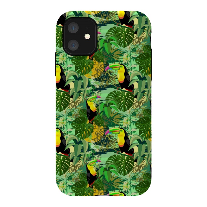 iPhone 11 StrongFit Toucan in Green Amazonia Rainforest  by BluedarkArt