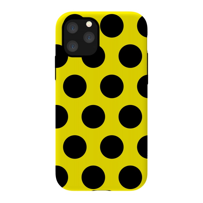 iPhone 11 Pro StrongFit Black Circles on Yellow Background by Bledi
