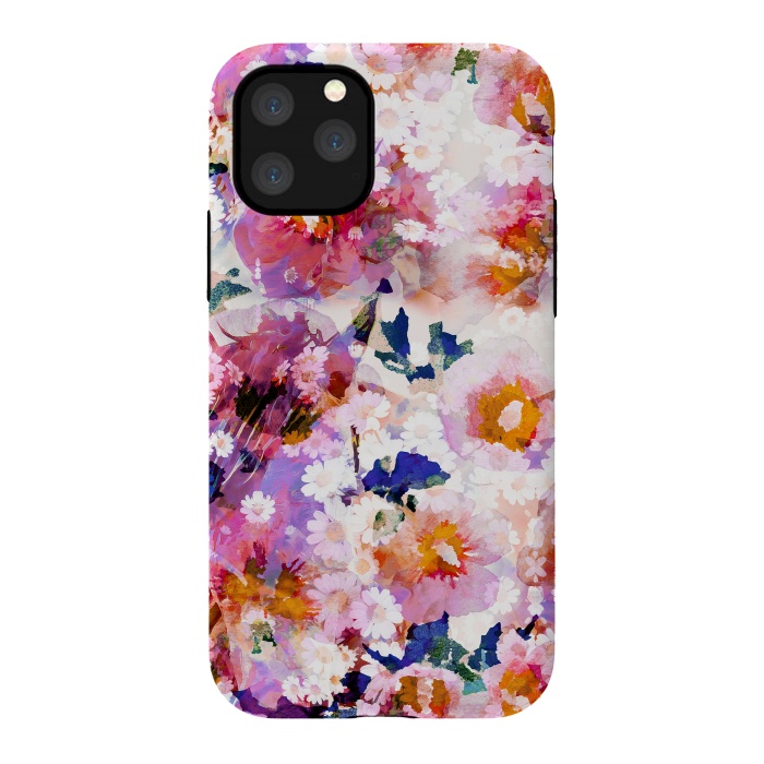 iPhone 11 Pro StrongFit Watercolor rose of sharon and daisy flowers by Oana 
