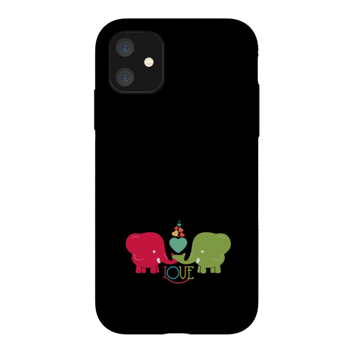 iPhone 11 StrongFit colorful elephants love by TMSarts