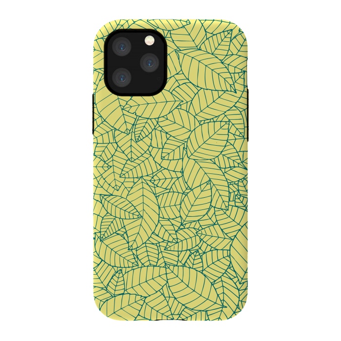 iPhone 11 Pro StrongFit Blue Leaves Pattern by Mangulica