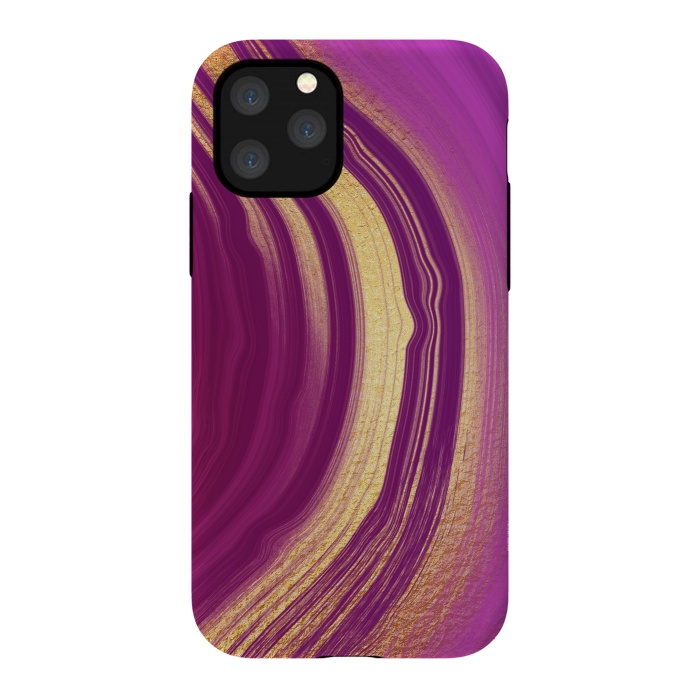 iPhone 11 Pro StrongFit Magenta Pink Marble and gold gemstone  by  Utart