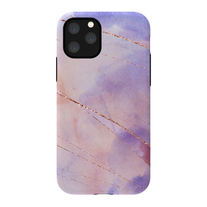 iPhone 11 Pro StrongFit Purple and Pink Watercolor Marble with rosegold veins by  Utart