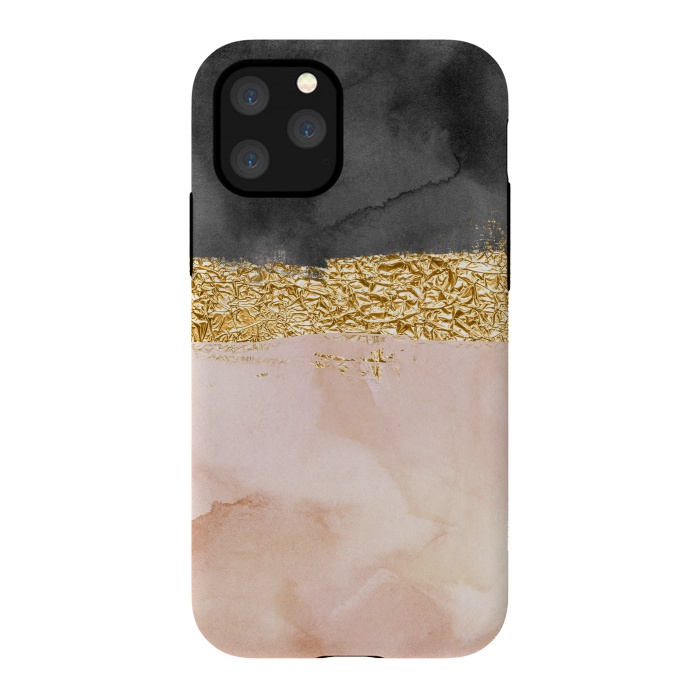 iPhone 11 Pro StrongFit Black and Blush ink with gold glitter metal foil by  Utart