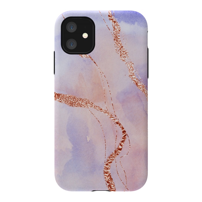 iPhone 11 StrongFit Pink and Blush Marble Ink with rosegold glitter veins by  Utart