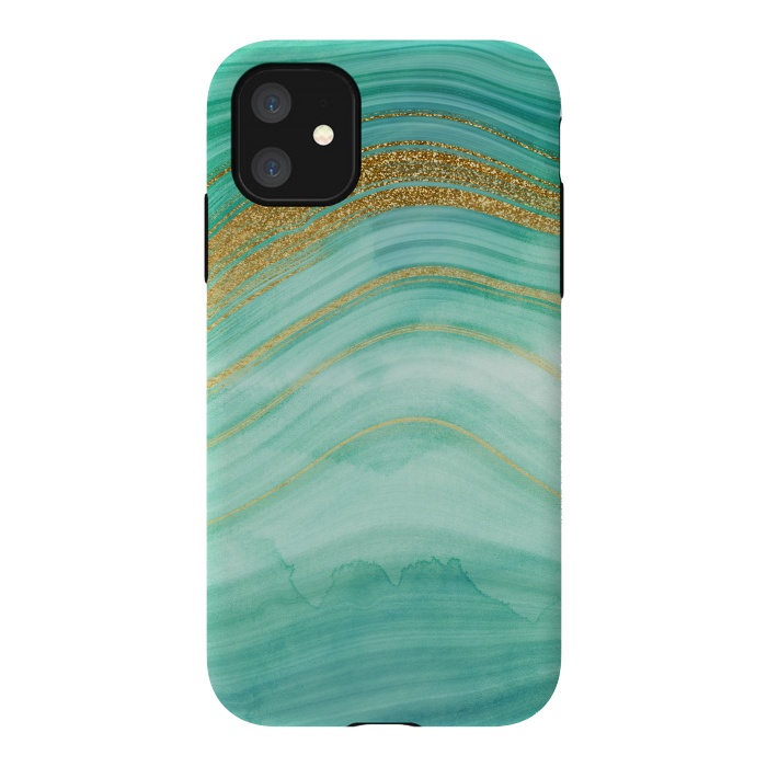 iPhone 11 StrongFit Gold mermaid ocean marble waves by  Utart
