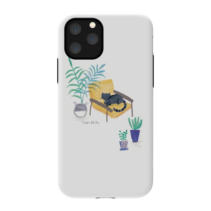 iPhone 11 Pro StrongFit  black cat in yellow chair scandi interior by lauradidthis