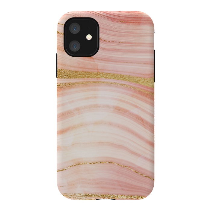 iPhone 11 StrongFit Blush Mermaid Marble with Faux Gold Veins by  Utart