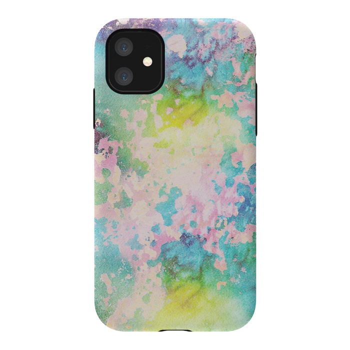 iPhone 11 StrongFit Colorful watercolor painted wall by Oana 