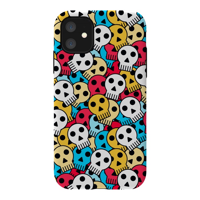 iPhone 11 StrongFit colorful halloween skulls by TMSarts