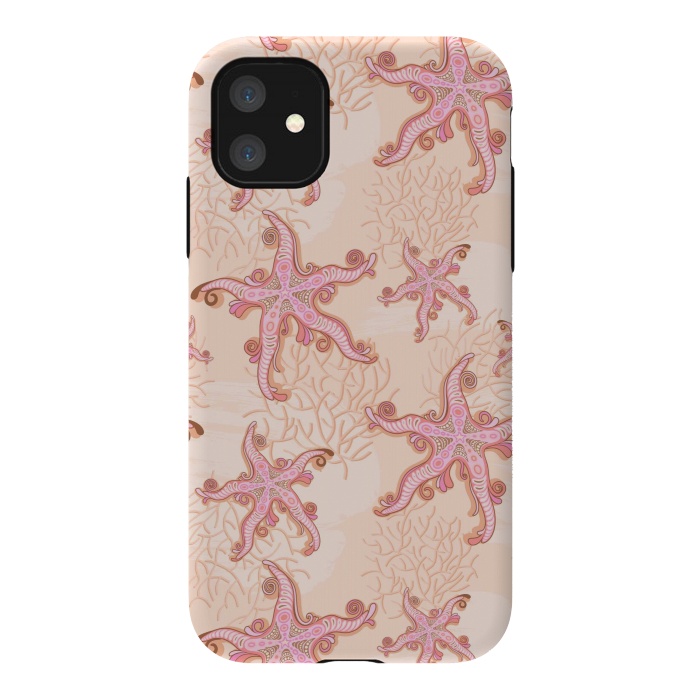 iPhone 11 StrongFit Starfish and Coral Pink Pastel by BluedarkArt