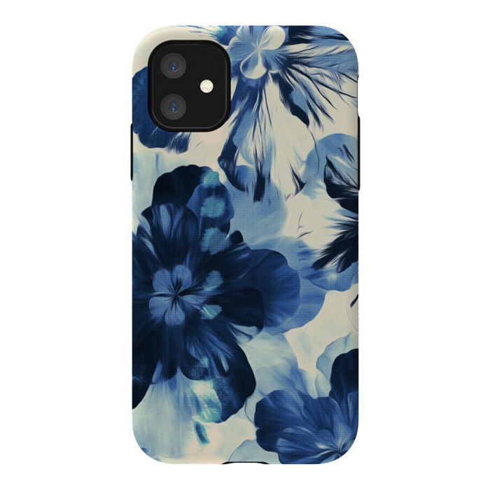 iPhone 11 StrongFit Shibori Inspired Indigo Floral by Micklyn Le Feuvre