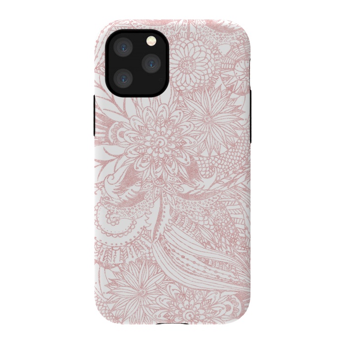 iPhone 11 Pro StrongFit Elegant faux rose gold floral mandala design by InovArts