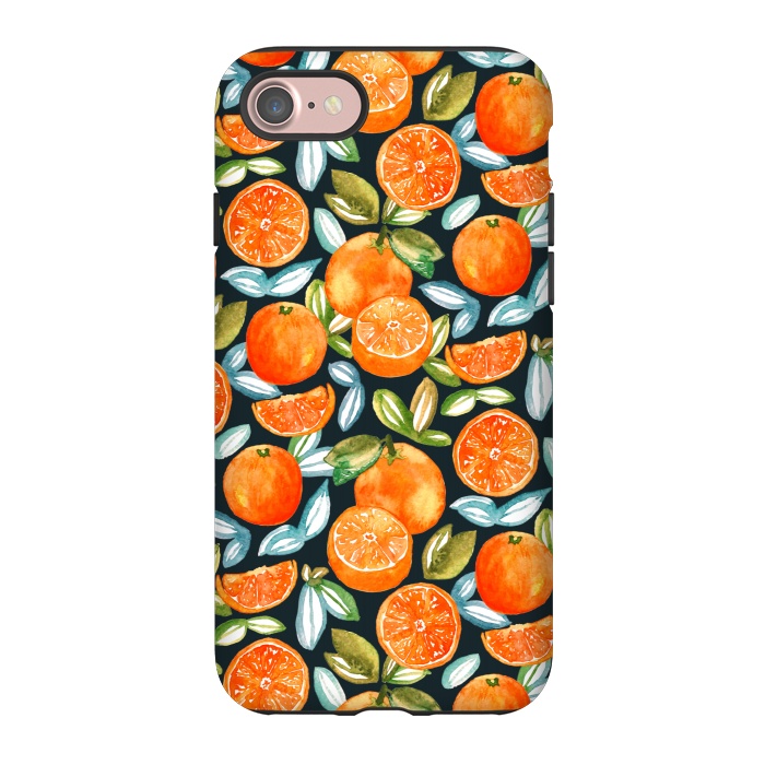 iPhone 7 StrongFit Oranges On Navy  by Tigatiga