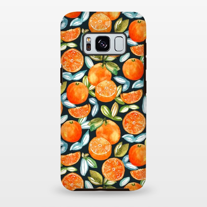 Galaxy S8 plus StrongFit Oranges On Navy  by Tigatiga
