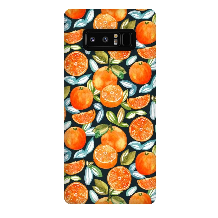 Galaxy Note 8 StrongFit Oranges On Navy  by Tigatiga
