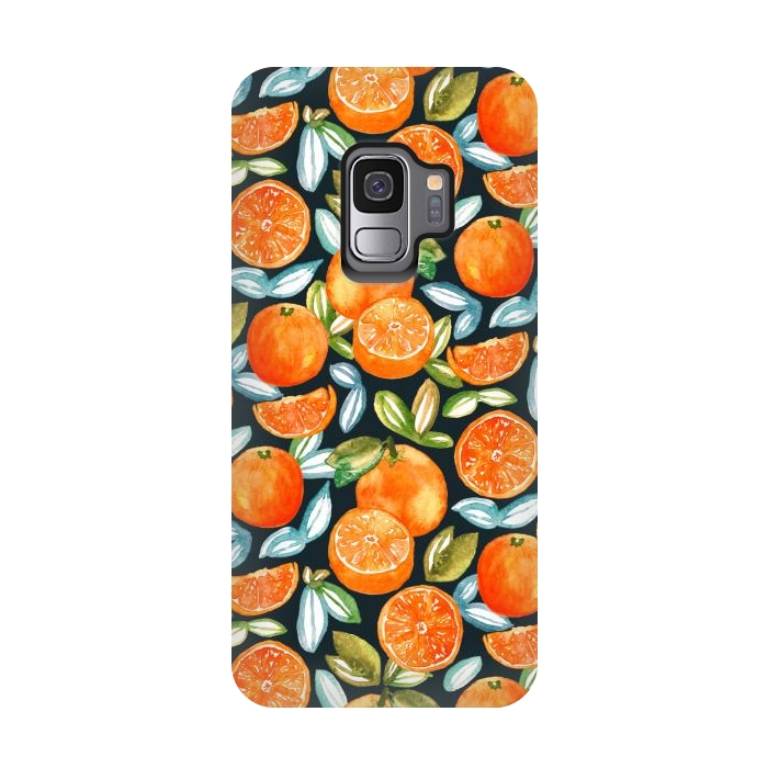 Galaxy S9 StrongFit Oranges On Navy  by Tigatiga