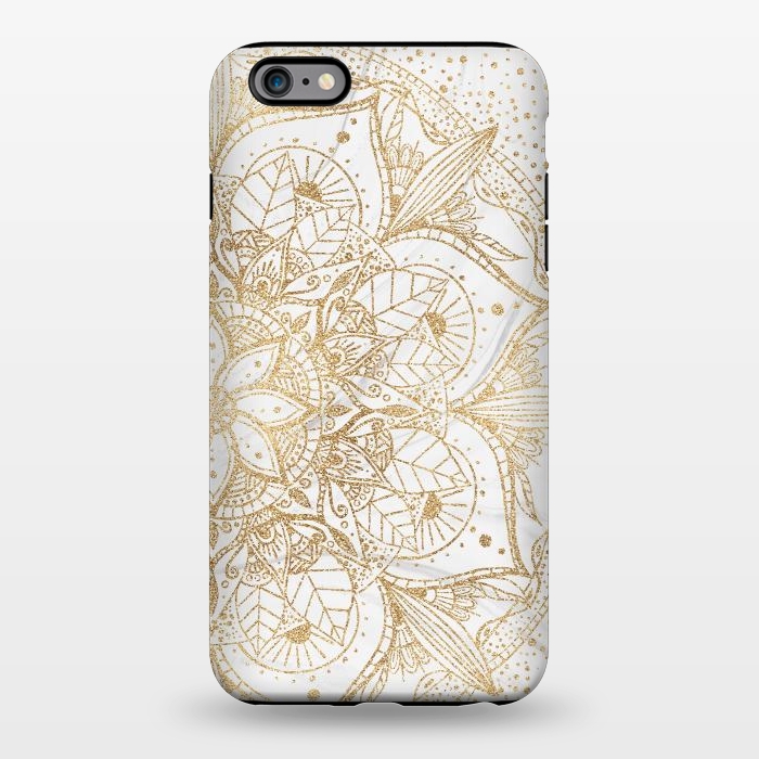 iPhone 6/6s plus StrongFit Trendy Gold Floral Mandala Marble Design by InovArts
