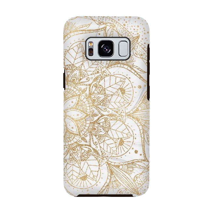 Galaxy S8 StrongFit Trendy Gold Floral Mandala Marble Design by InovArts