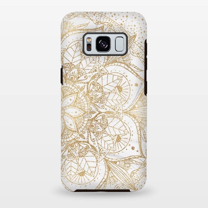 Galaxy S8 plus StrongFit Trendy Gold Floral Mandala Marble Design by InovArts
