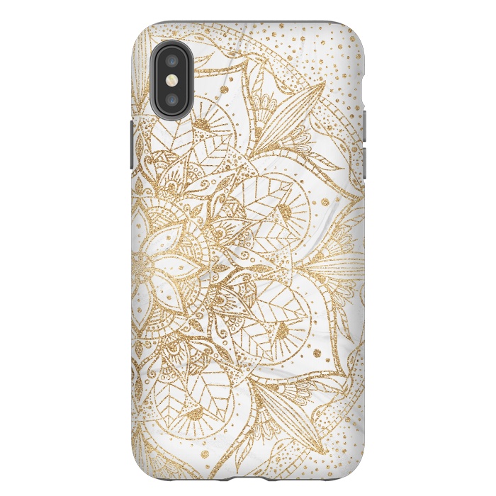 iPhone Xs Max StrongFit Trendy Gold Floral Mandala Marble Design by InovArts