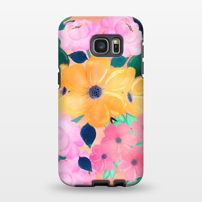Galaxy S7 EDGE StrongFit Cute Colorful Romantic Watercolor Flowers  by InovArts